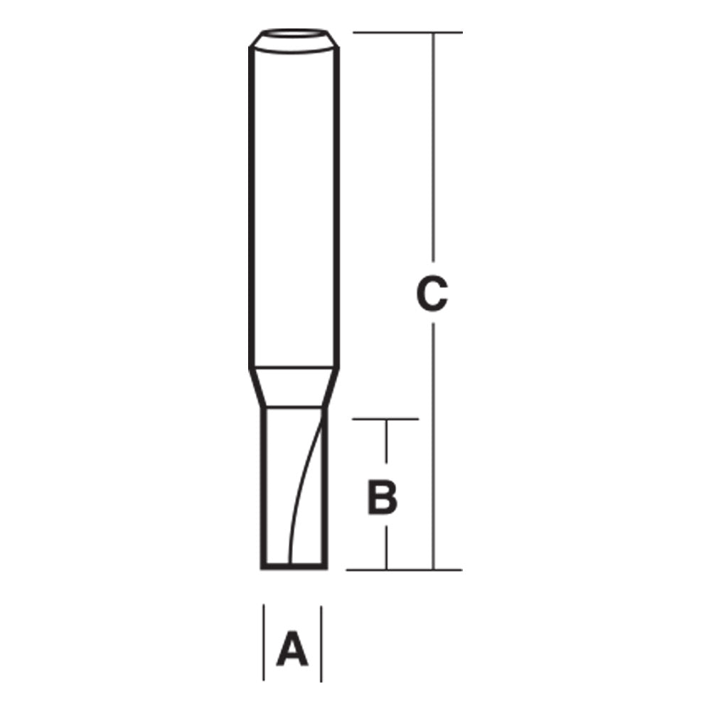 Carbitool 2 Flute  Carbide Tipped Straight Bit 25mm TCT 1/2 Shank
