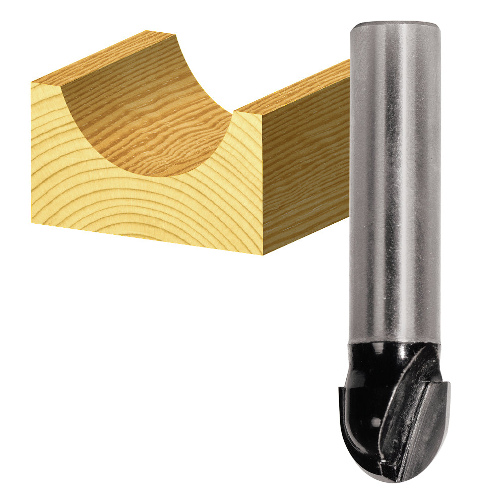 Carbitool 2 Flute, Carbide Tipped Core Box Bit 12.7mm TCT 1/2 Inch Shank