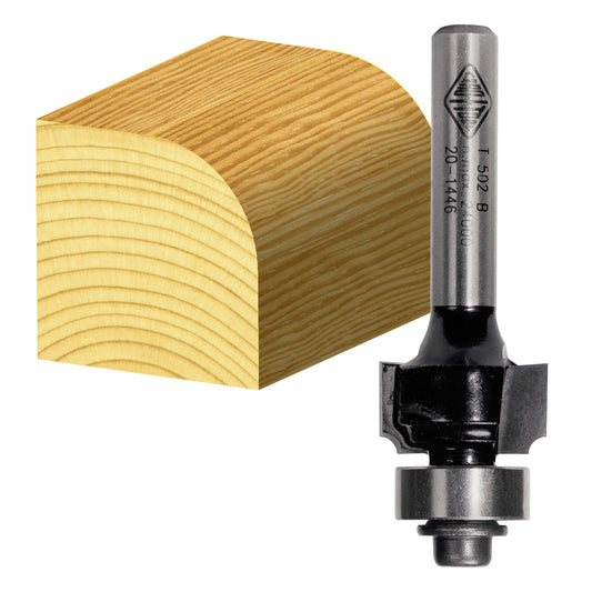 Carbitool 2 Flute Carbide Tipped Rounding Over Bit 12.7mm Rad TCT 1/4 Shank W/Bear