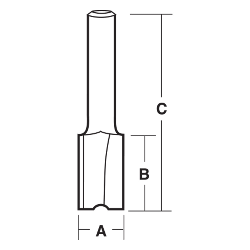 Carbitool 2 Flute, Carbide Tipped Straight Bit 22mm TCT, 1/4 Inch Shank