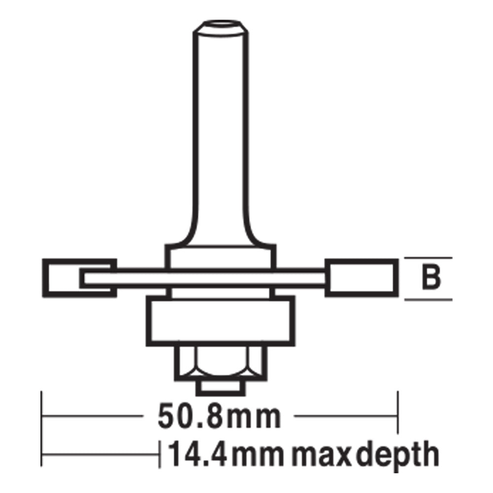 Carbitool 2 Flute Carbide Tipped Assemblies Slotting Cutter Assembly 3.2mm TCT, W/Bearing