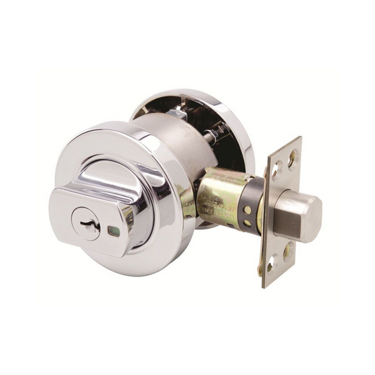 Lockwood 005 Double Cylinder Round Deadbolt Chrome Plate