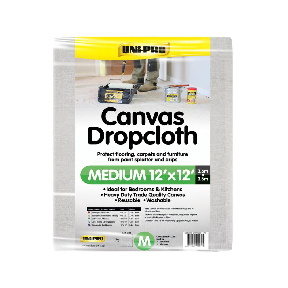 UNi-PRO Heavy Duty Canvas Dropcloth - 12' x 12'