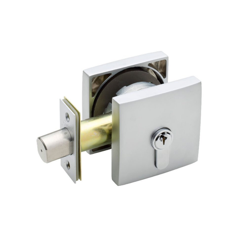 Gainsborough Smooth Square Double Cylinder Deadbolt - Satin Chrome