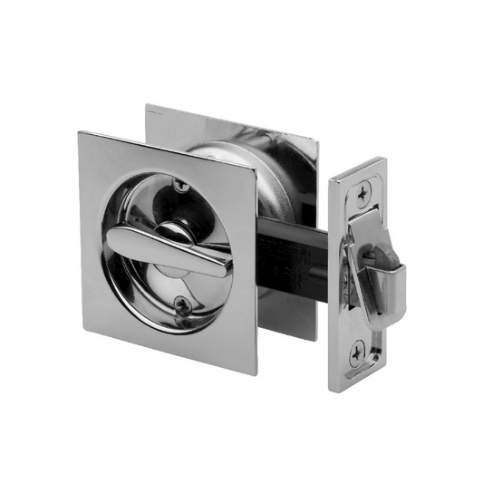 Gainsborough Square Cavity Privacy Sliding Door Lock Set - Satin Chrome