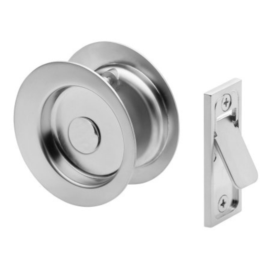 Gainsborough Circular Sliding Cavity Passage Door Set Trade Pack - Satin Chrome