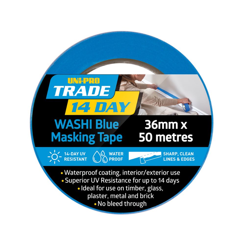 UNi-PRO Trade 14 Day Blue Washi Masking Tape - 36 mm x 54.8 mm