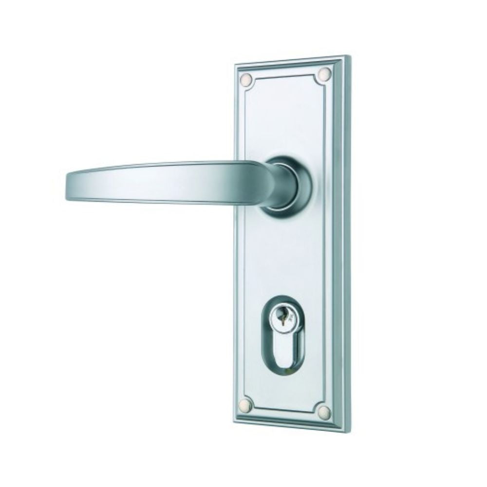 Gainsborough Trilock Traditional Double Cylinder Entrance Lever Set - Satin Chrome