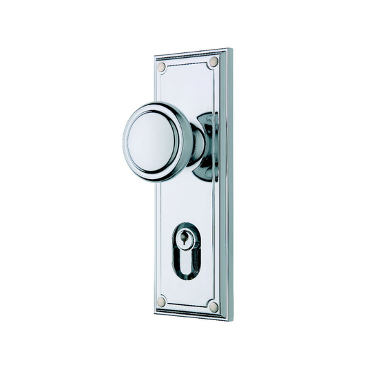 Gainsborough Trilock Traditional Double Cylinder Entrance Knob Set - Bright Chrome