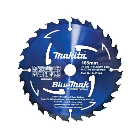 Makita Bluemak Circular Saw Blade 185mm 24T TCT