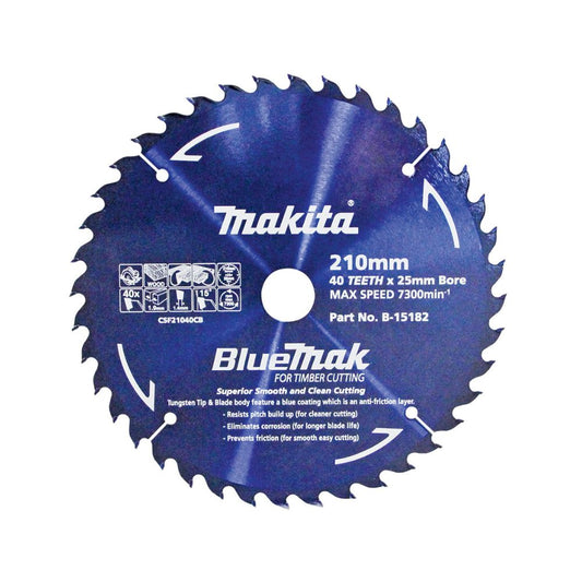 Makita BlueMak Circular Saw Blade 210mm 40T TCT