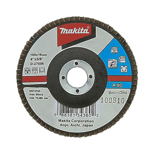 Makita Flap Disc 100mm 80 Grit Aluminium Oxide Angled