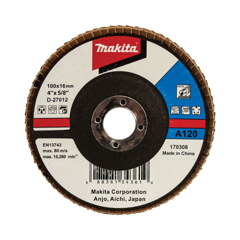 Makita Flap Disc Grit 120 Aluminium Oxide Angled 100mm