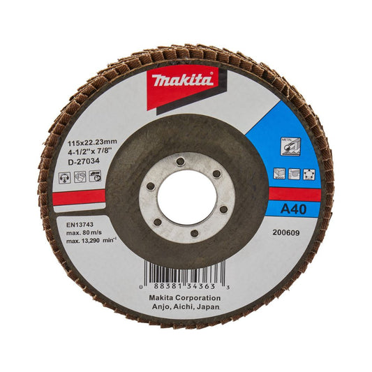 Makita Flap Disc Grit 40 Aluminium Oxide Angled 115mm