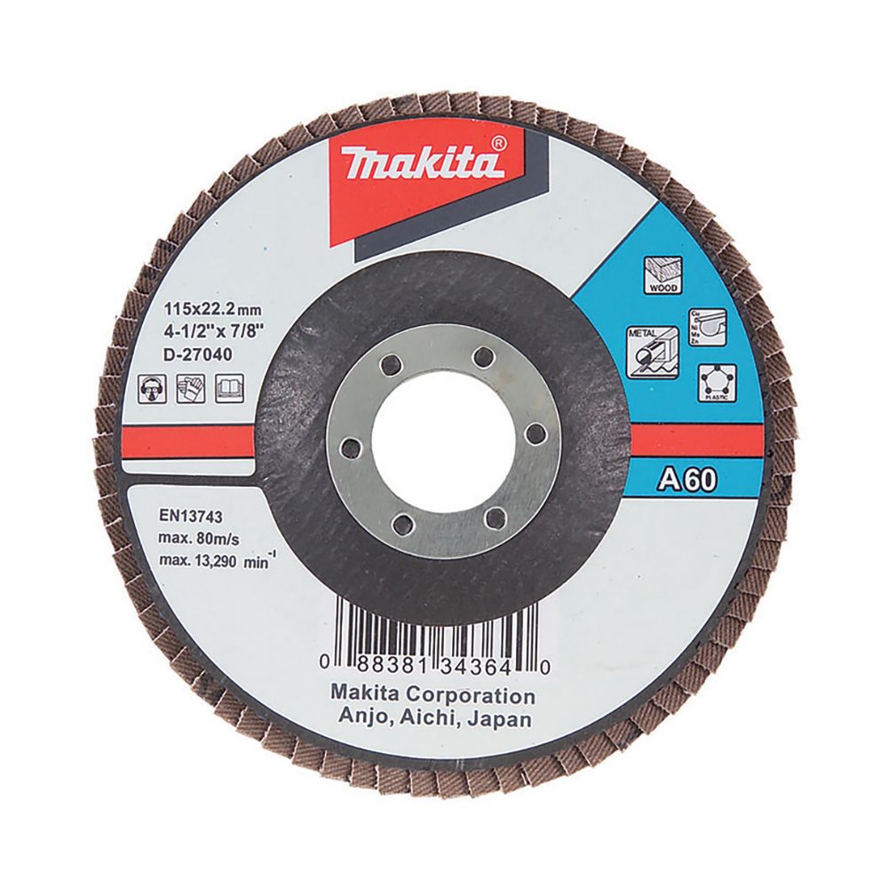 Makita Flap Disc Grit 60 Aluminium Oxide Angled 115mm