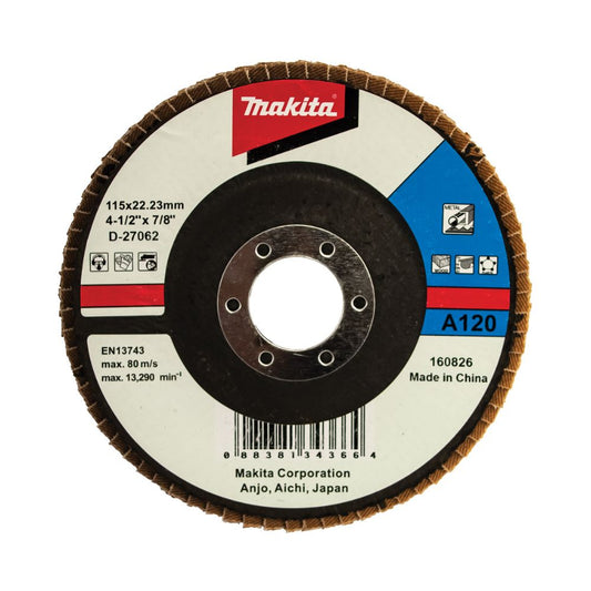 Makita Flap Disc Grit 120 Aluminium Oxide Angled 115mm