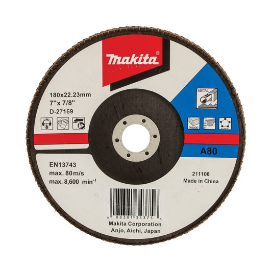 Makita Flap Disc Grit 80 Aluminium Oxide Angled 180mm