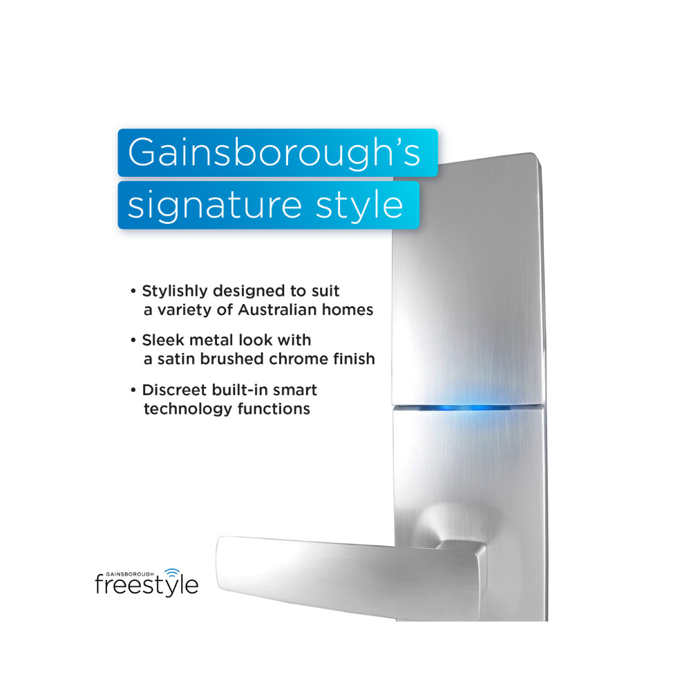 Gainsborough Trilock Freestyle Aurora Smart Digital Lock - Brushed Satin Chrome