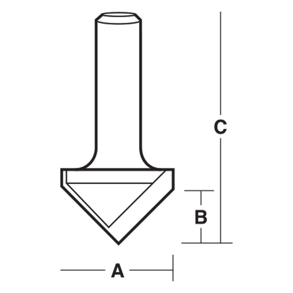 Carbitool 2 Flute  90° Vee Groove Bit 1/4 SHK  Carbide Tipped