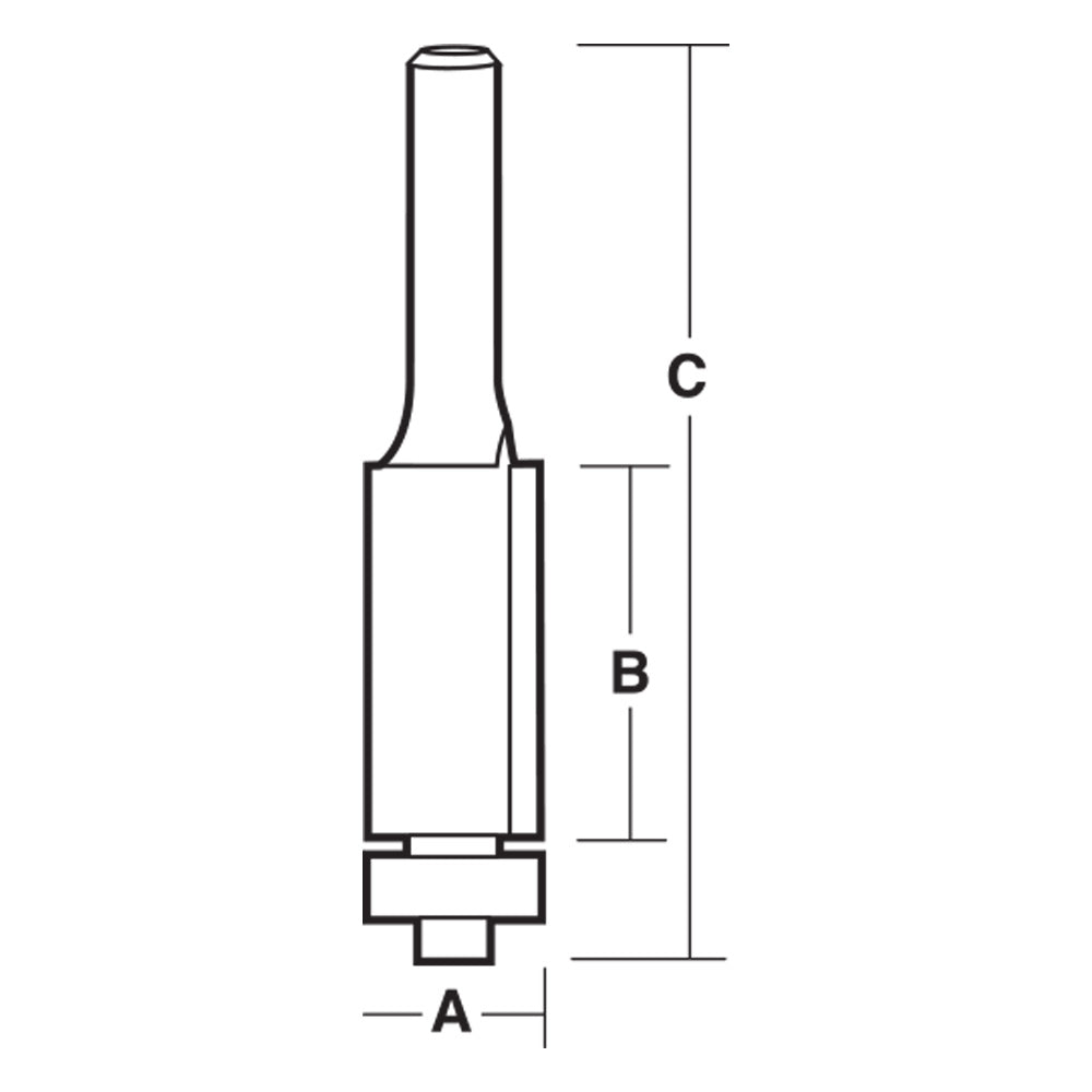 Carbitool 2 Flute, Carbide Tipped Trim Bit Flush 12.7mm TCT 1/2 Inch Shank W/Bearing