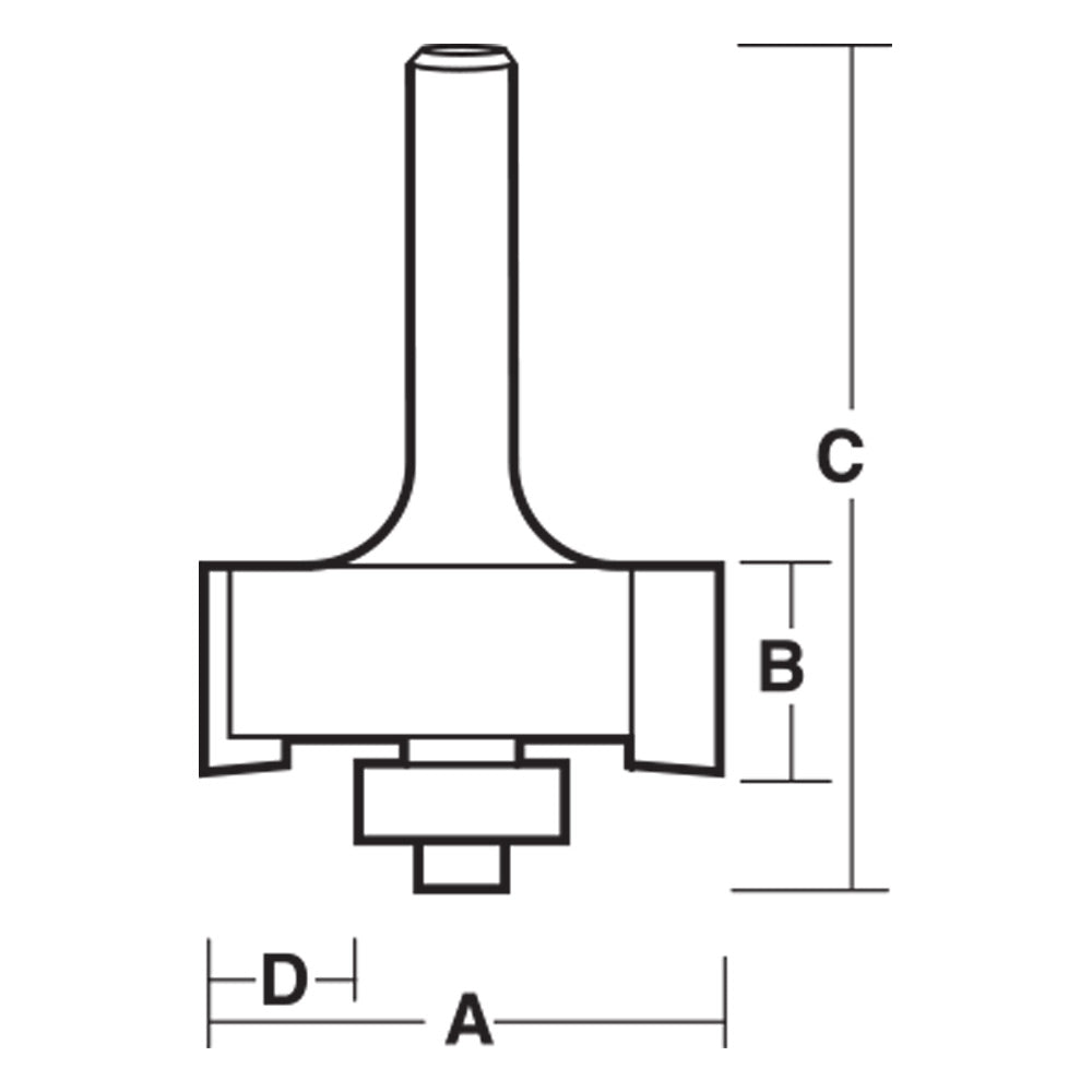 Carbitool 2 Flute, Carbide Tipped Rebating Bit 6.35mm TCT 1/4 Inch Shank W/Bearing Guide