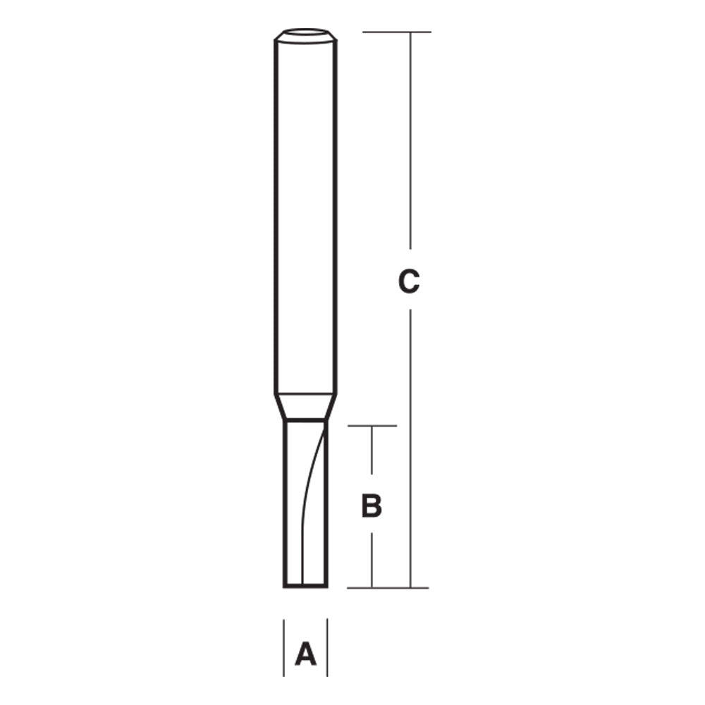 Carbitool Single Flute Straight Flute Straight Bit LS 3.2mm Solid Carbide Long Series