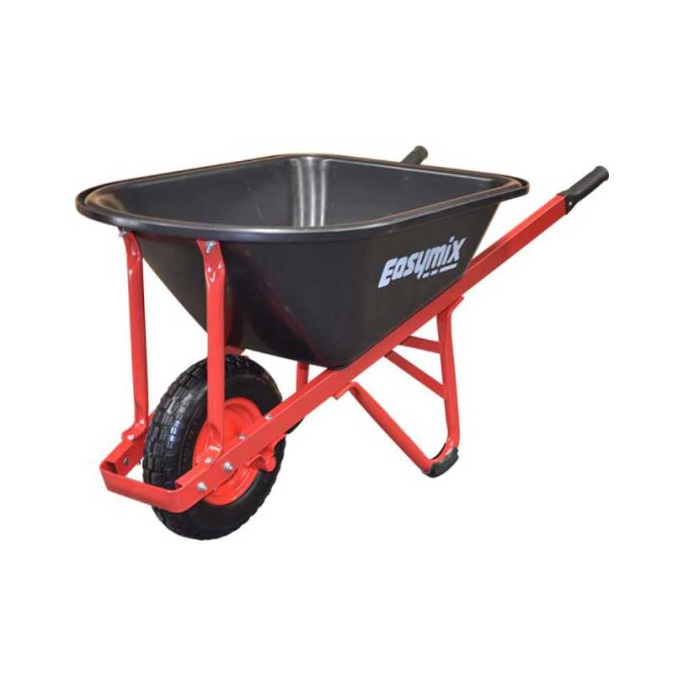 EASYMIX Black Wheelbarrow 100L with Steel Tray Wide Pneumatic Wheel